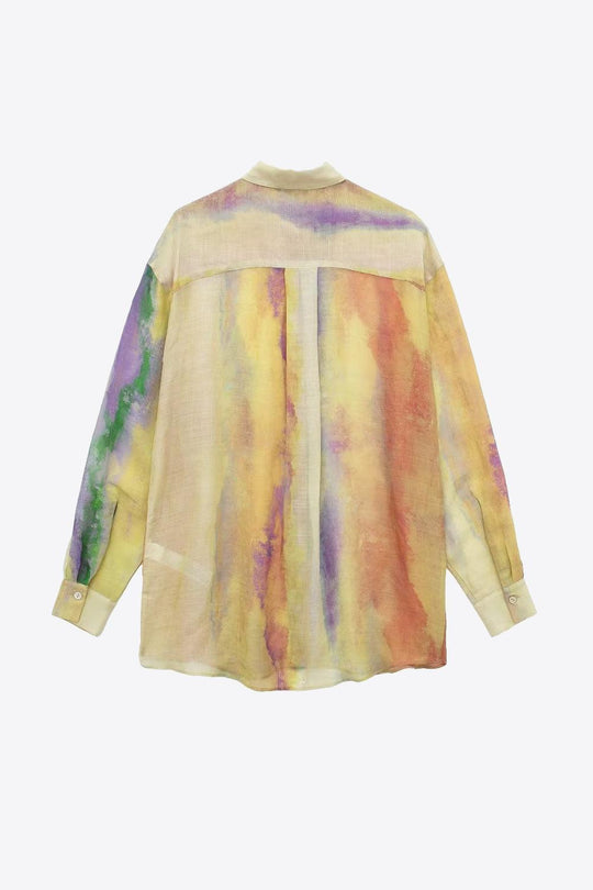 Dames Tie-Dye Lange Mouwen Shirt en Geknoopte Rok Set 2