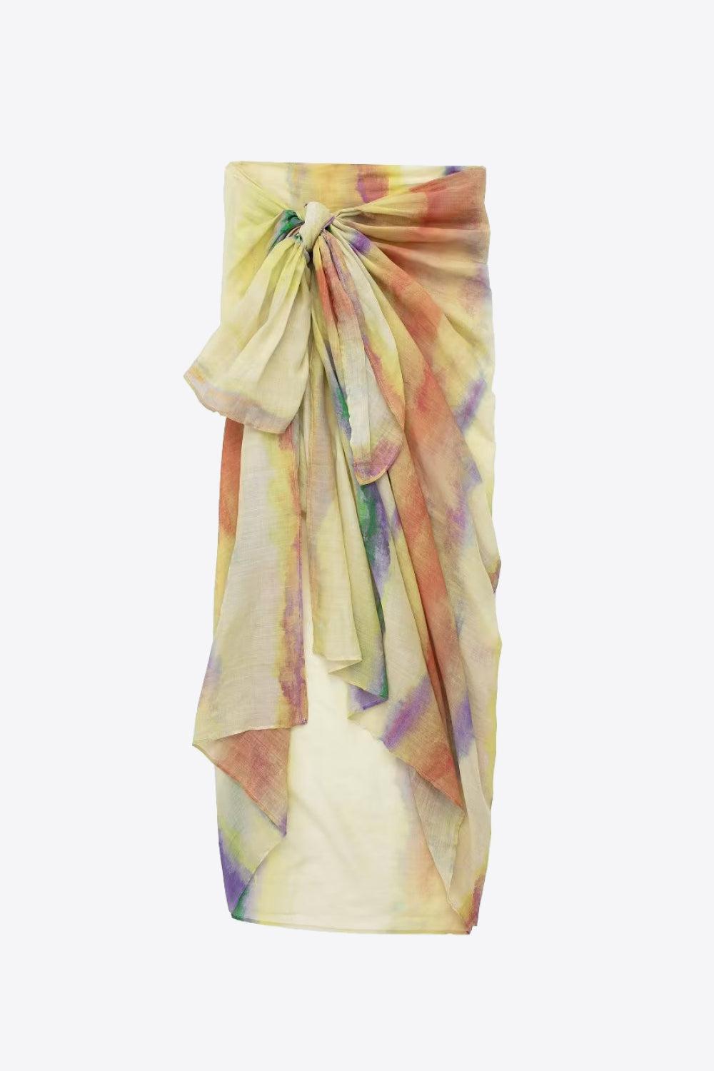 Dames Tie-Dye Lange Mouwen Shirt en Geknoopte Rok Set 3