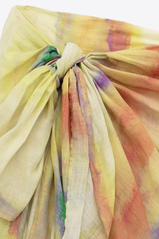 Dames Tie-Dye Lange Mouwen Shirt en Geknoopte Rok Set 6