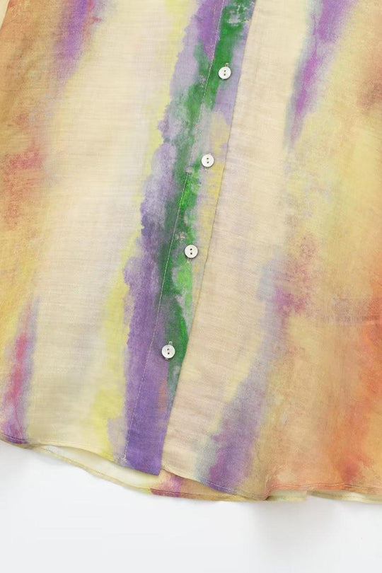 Dames Tie-Dye Lange Mouwen Shirt en Geknoopte Rok Set 7