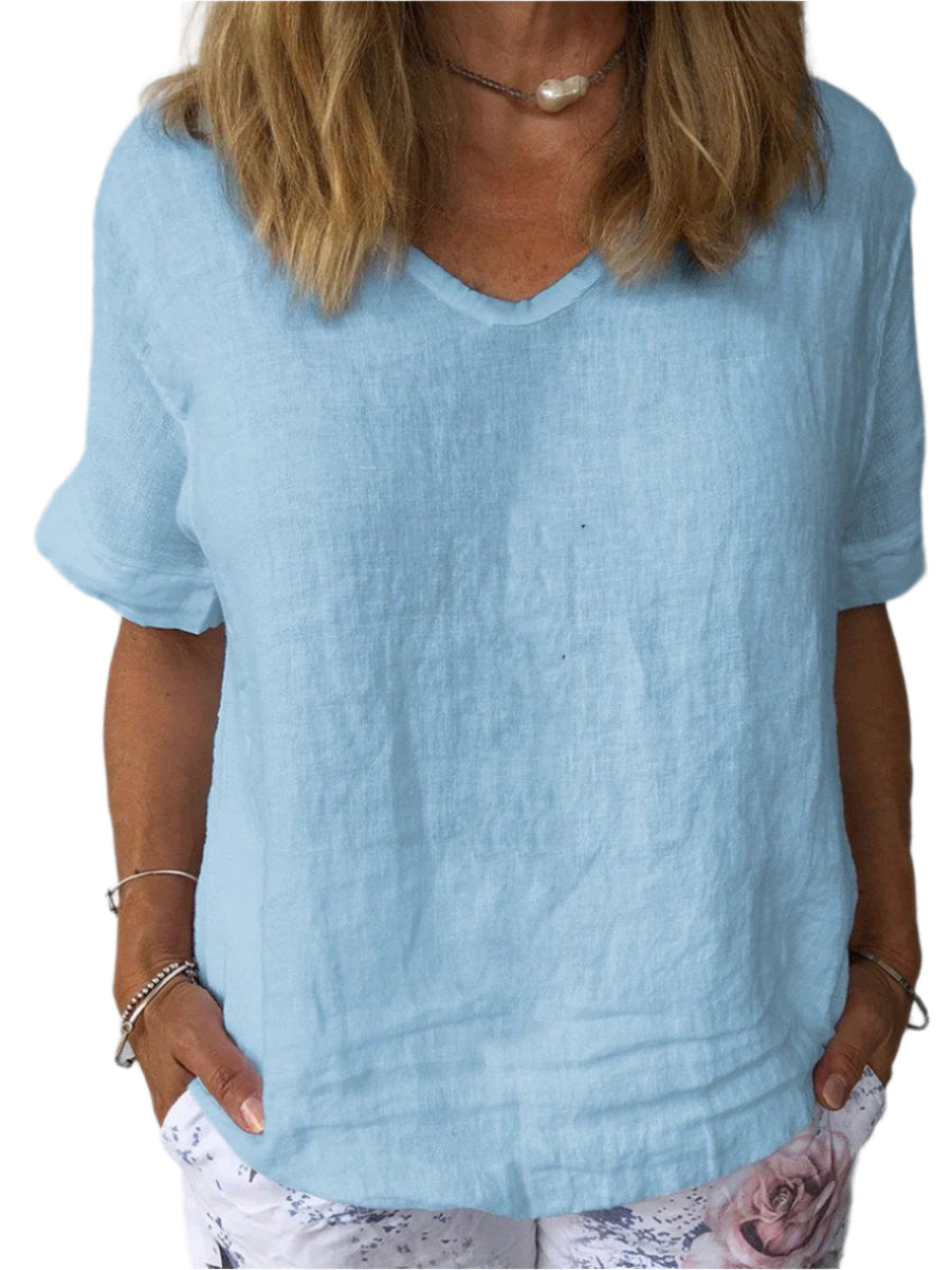 Dames Top Casual Katoen Linnen Ademend Ontspannen Pasvorm 0