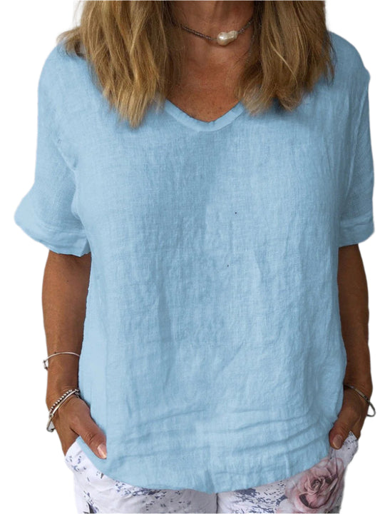 Dames Top Casual Katoen Linnen Ademend Ontspannen Pasvorm 0