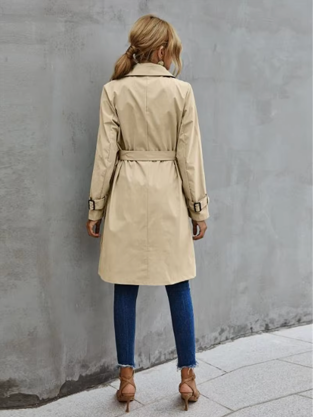 Dames Trenchcoat Dubbele Knopen Lange Stijl voor Casual en Formele Gelegenheden 2