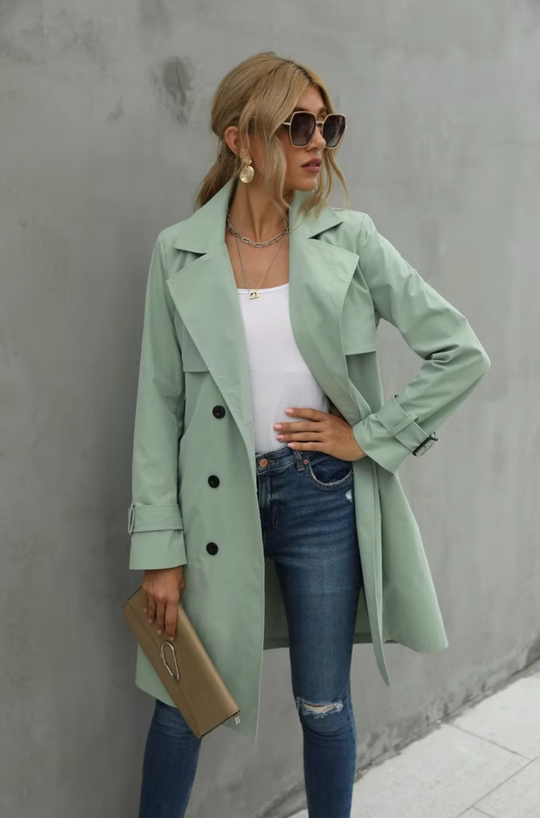 Dames Trenchcoat Dubbele Knopen Lange Stijl voor Casual en Formele Gelegenheden 3