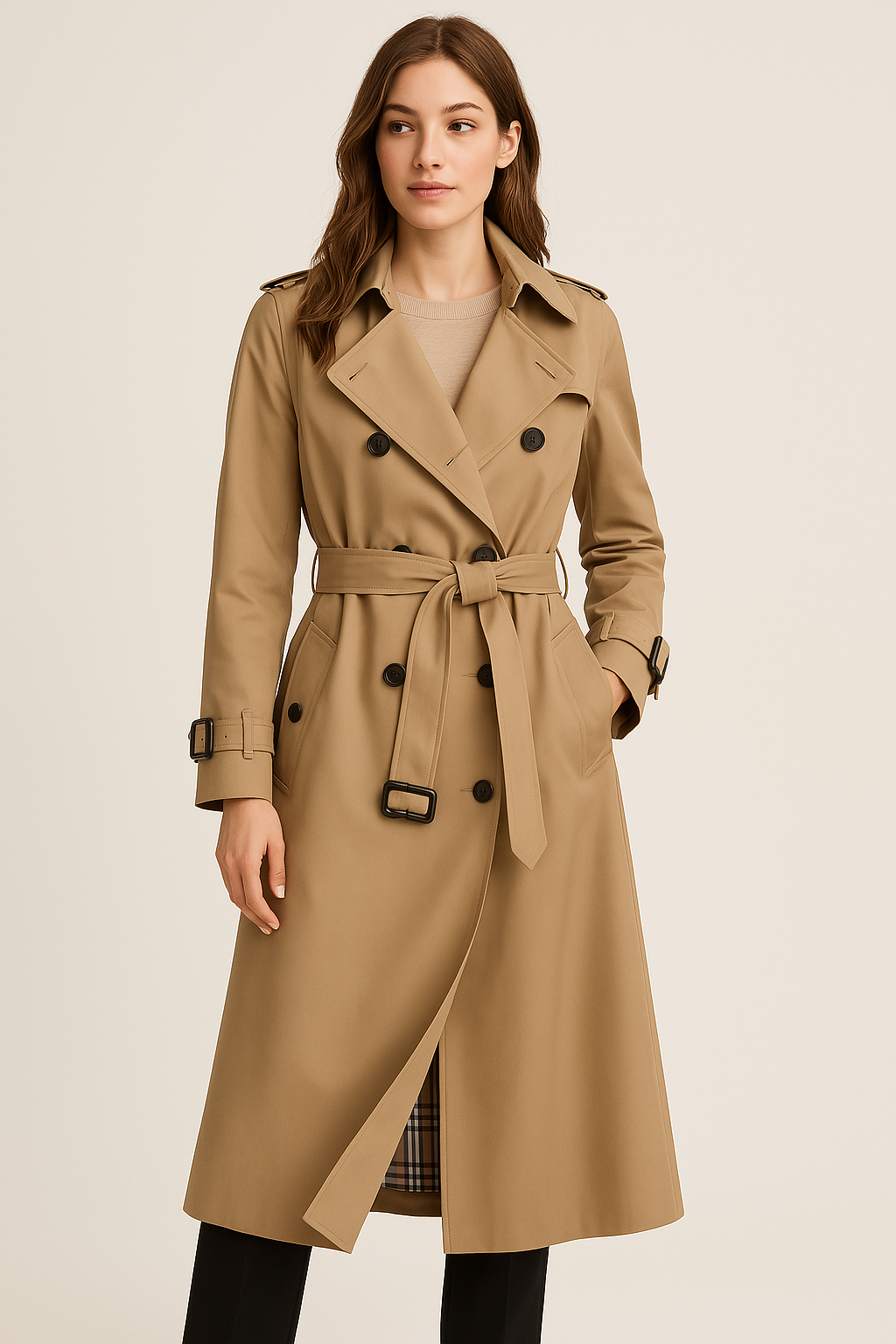 Dames Trenchcoat met Dubbele Knopen 2