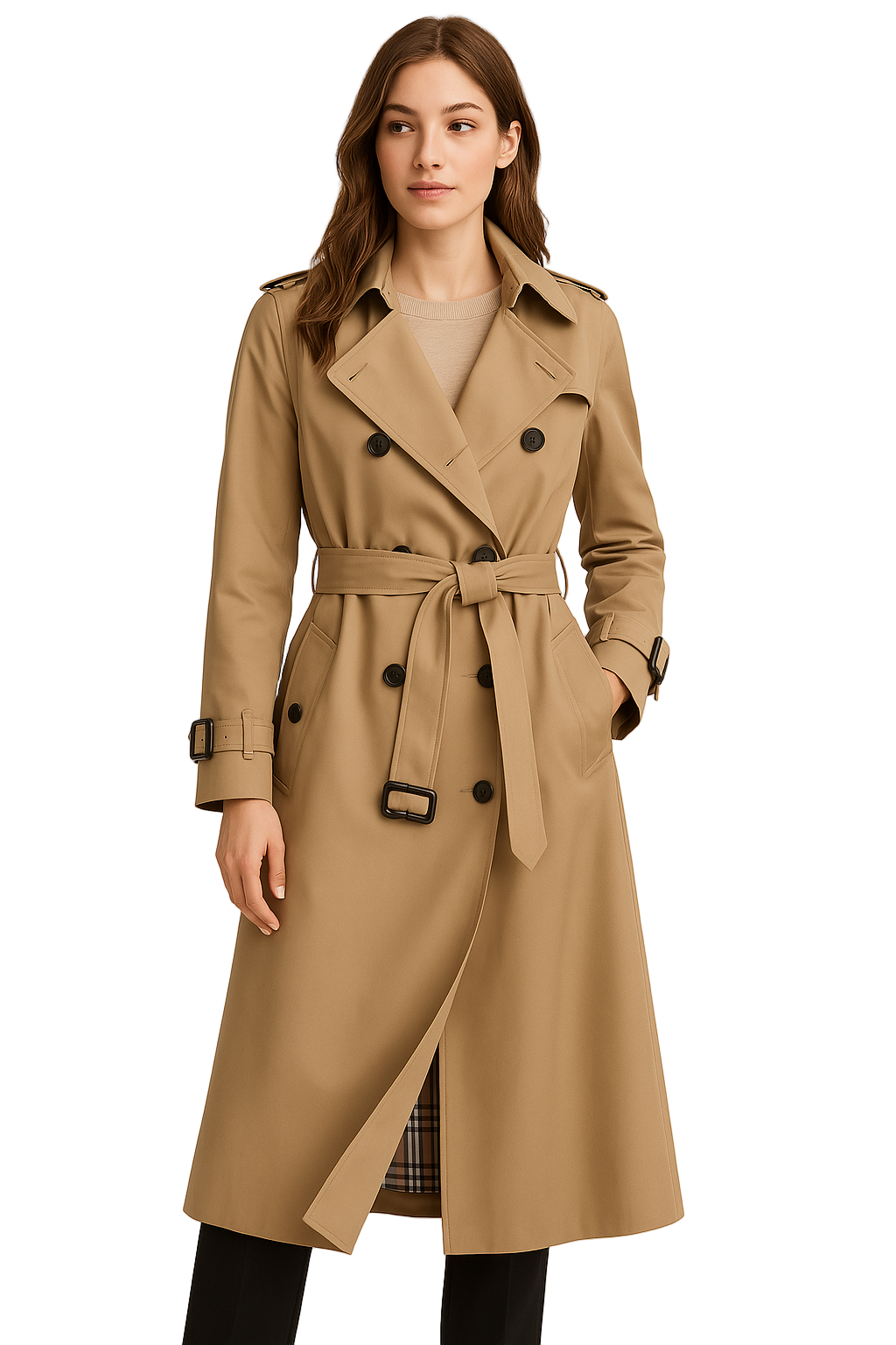 Dames Trenchcoat met Dubbelknopen 2