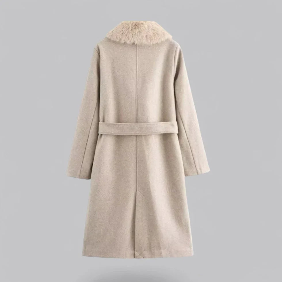 Dames Trenchcoat met Luxe Bontafwerking 1