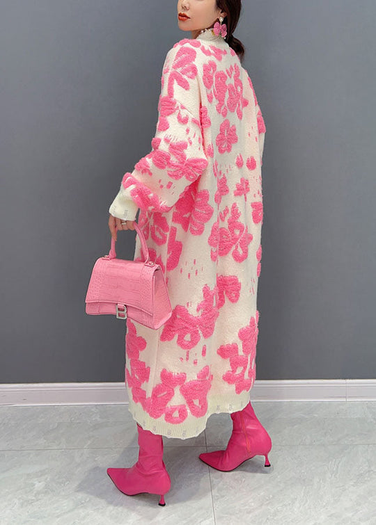 Dames Trui-Jurk Met Hoge Hals en Bloemenpatroon 3