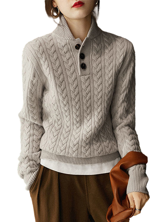 Dames Trui Met Opstaande Kraag En Knoop 0