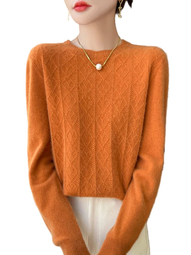 Dames Trui O-hals Gebreid van 100% Merino Wol voor Casual en Formele Gelegenheden 2