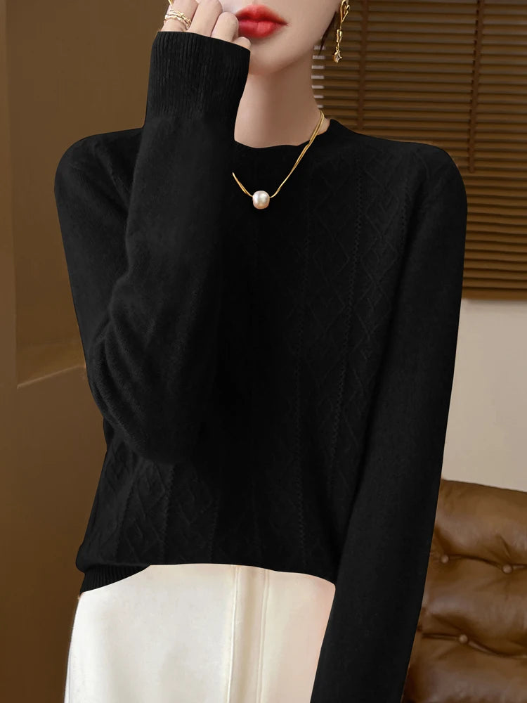 Dames Trui O-hals Gebreid van 100% Merino Wol voor Casual en Formele Gelegenheden 8