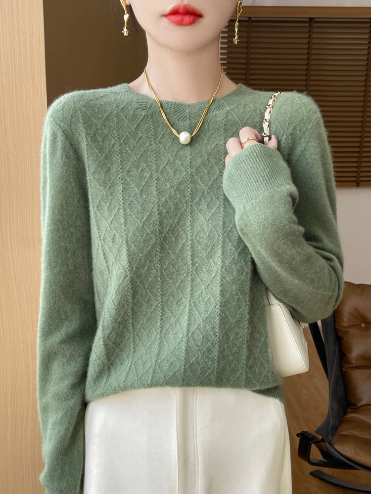 Dames Trui O-hals Gebreid van 100% Merino Wol voor Casual en Formele Gelegenheden 9