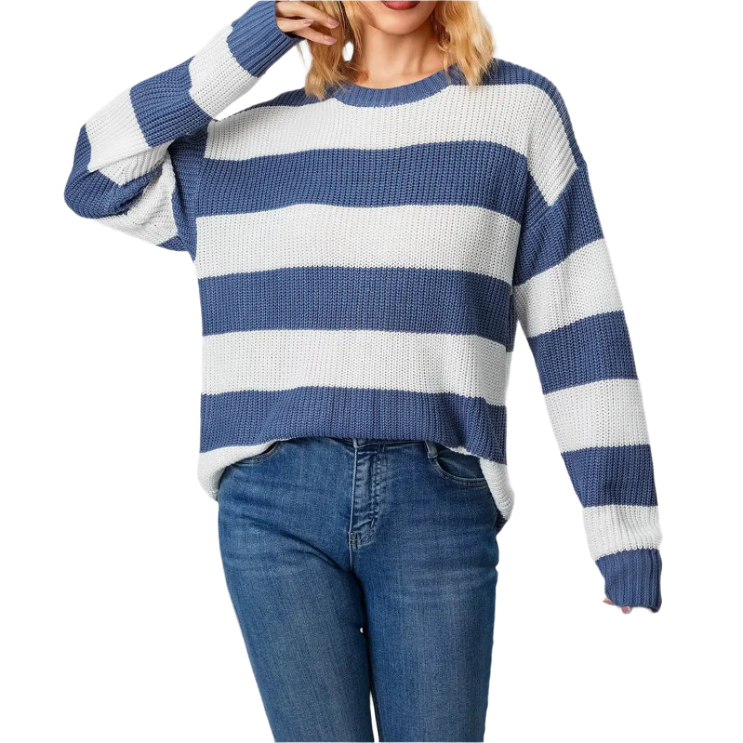 Dames Trui met Streepdessin Casual Gebreid 0