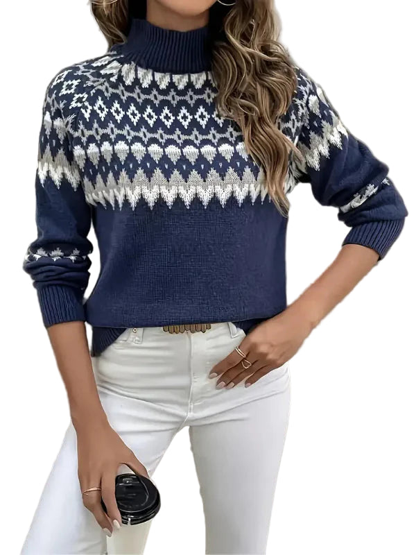 Dames Turtleneck Trui Geometrisch Patroon Wol voor Herfst en Winter 0