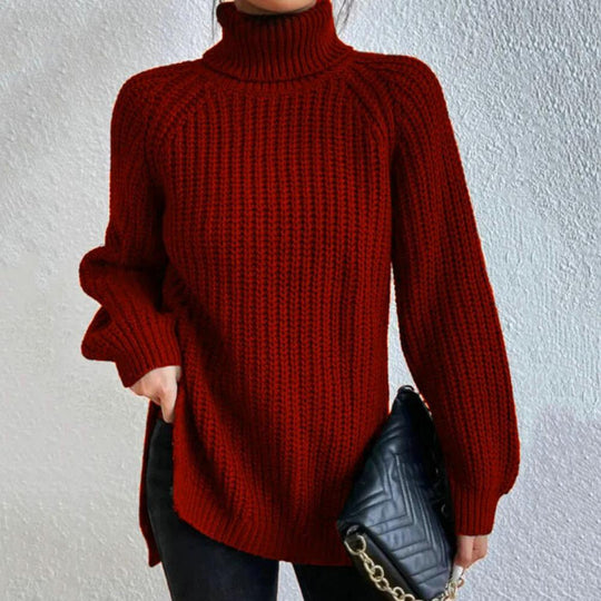 Dames Turtleneck Trui Ribbelgebreid Losse Pasvorm voor Casual Herfst en Winter 1