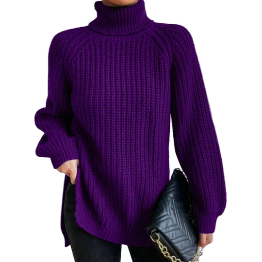 Dames Turtleneck Trui Ribbelgebreid Losse Pasvorm voor Casual Herfst en Winter 2