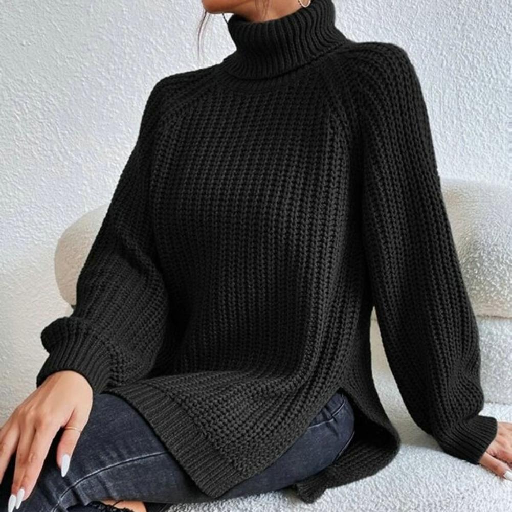 Dames Turtleneck Trui Ribbelgebreid Losse Pasvorm voor Casual Herfst en Winter 5