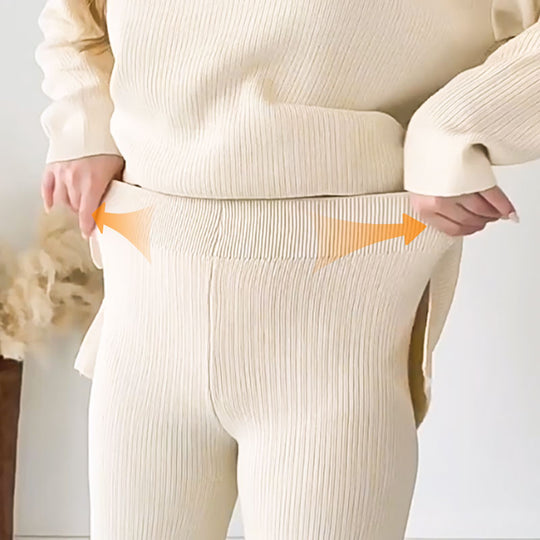 Dames Twee-delen Set V-hals Stijlvol met Brede Broek 2