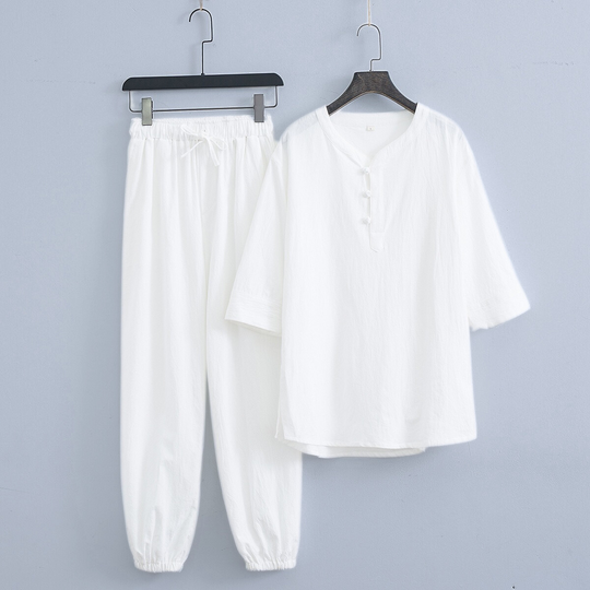 Dames Tweedelige Set Casual Linnen Katoenmix 1