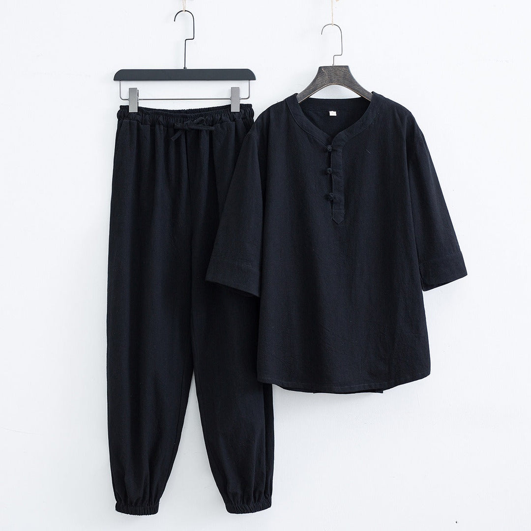 Dames Tweedelige Set Casual Linnen Katoenmix 2