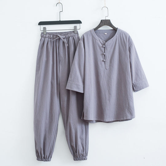 Dames Tweedelige Set Casual Linnen Katoenmix 3