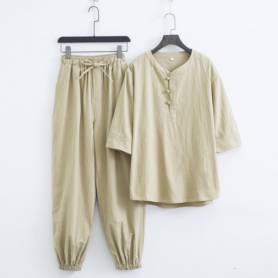 Dames Tweedelige Set Casual Linnen Katoenmix 4