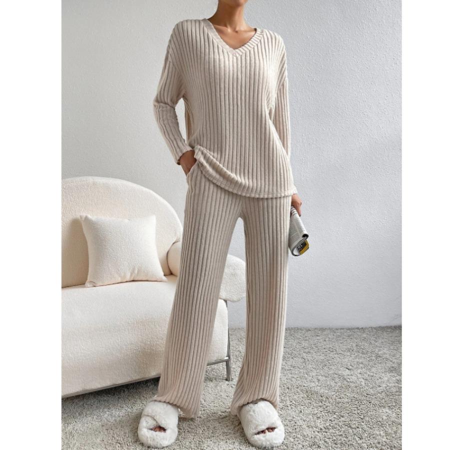 Dames Tweedelige Set Minimalistisch Gebreid Comfy Outfit 1