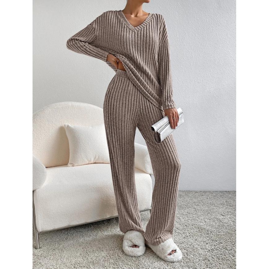 Dames Tweedelige Set Minimalistisch Gebreid Comfy Outfit 6