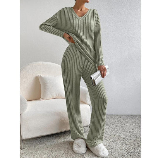 Dames Tweedelige Set Minimalistisch Gebreid Comfy Outfit 9