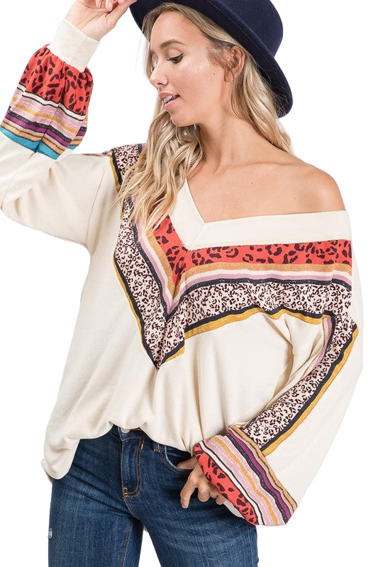 Dames V-Hals Blouse Met Bisschopsmouwen 0