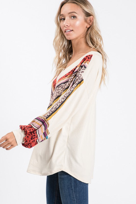 Dames V-Hals Blouse Met Bisschopsmouwen 1