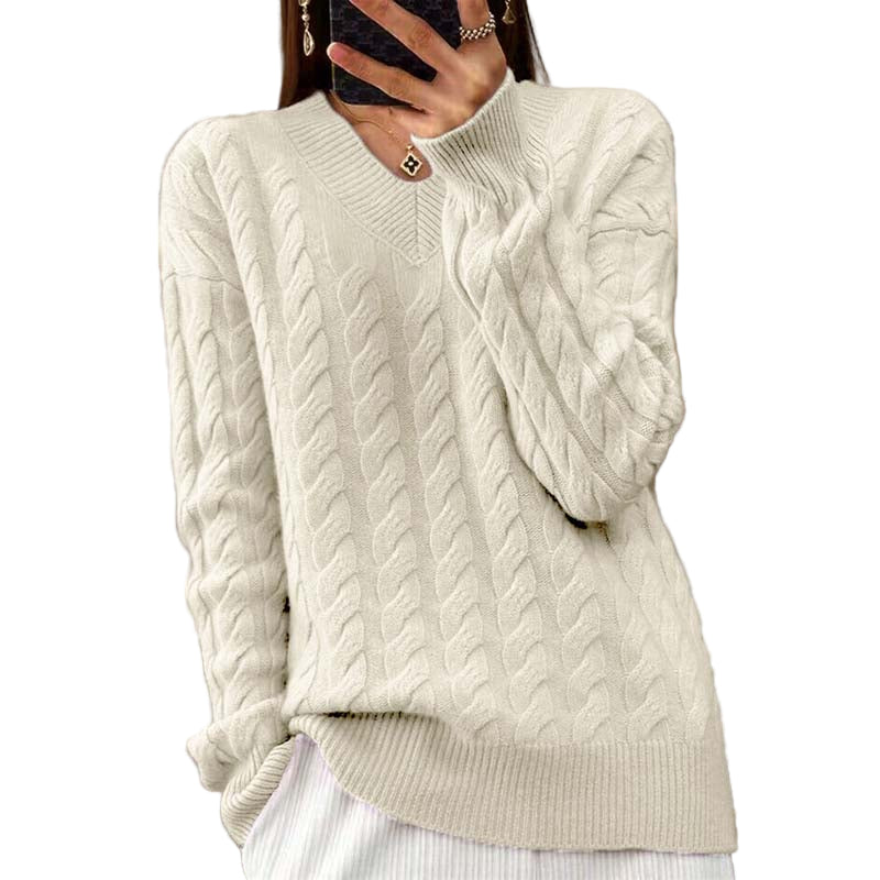 Dames V-hals Gebreide Trui Casual Stijl 0