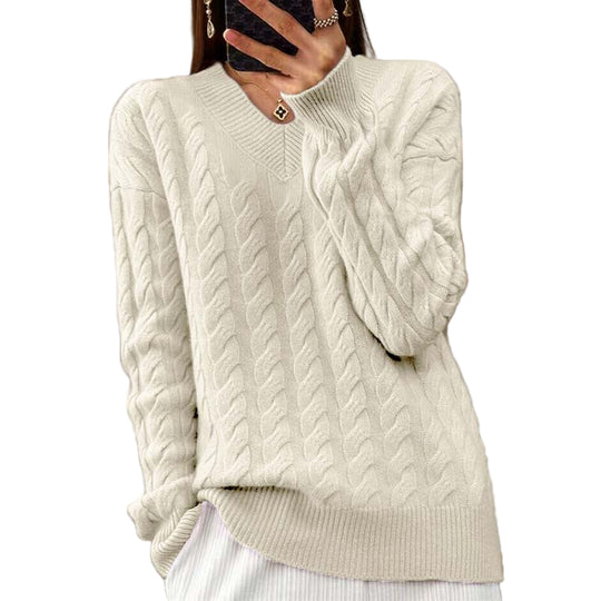 Dames V-hals Gebreide Trui Casual Stijl 0