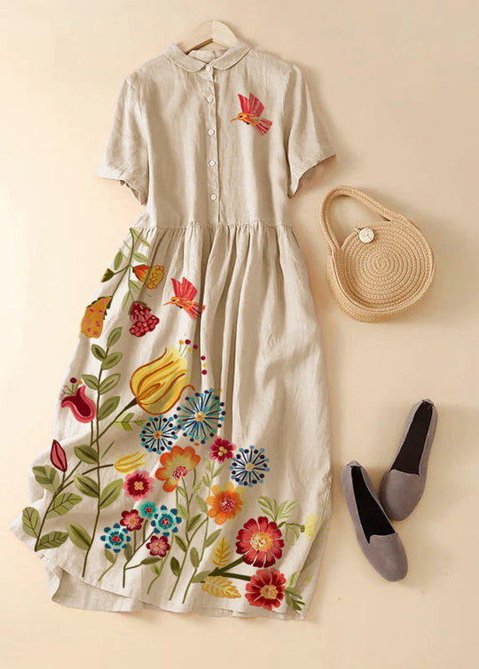 Dames Vakantiejurk met Peter Pan Kraag en Korte Mouwen 6