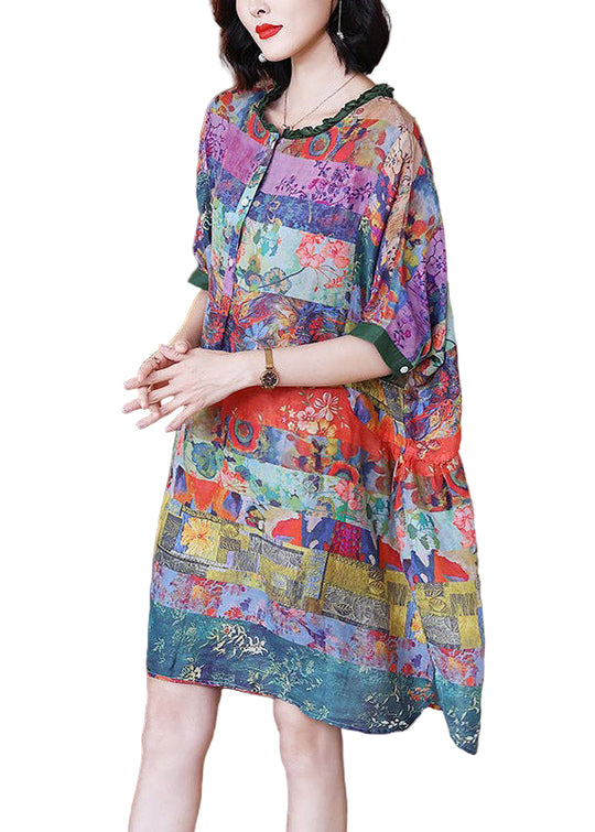 Dames Vakantiejurk met Ruches en Knoopdetail 2