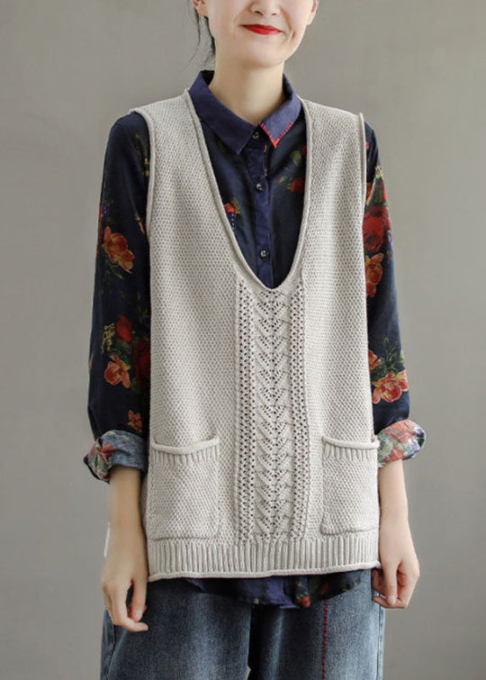 Dames Vest Mouwloos met V-hals en Uitgeholde Zakken 1