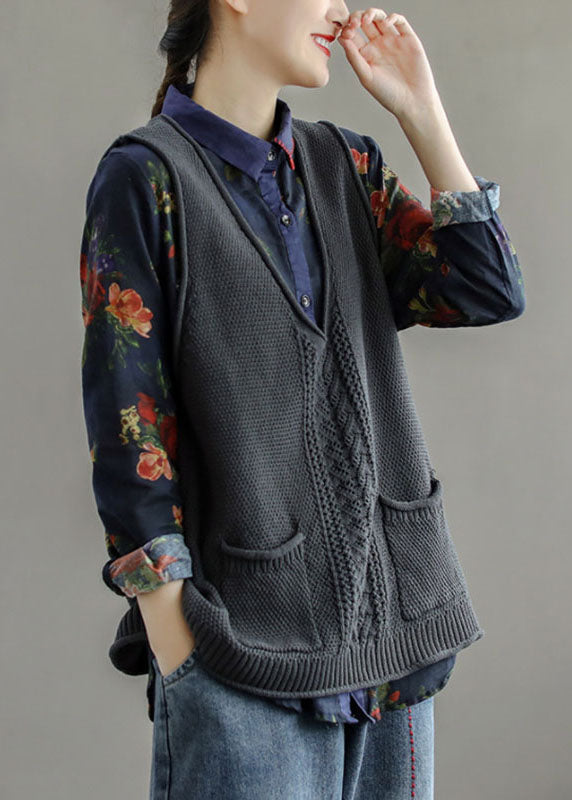 Dames Vest Mouwloos met V-hals en Uitgeholde Zakken 2