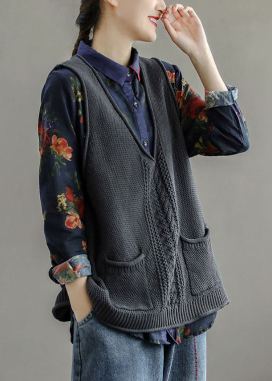 Dames Vest Mouwloos met V-hals en Uitgeholde Zakken 2