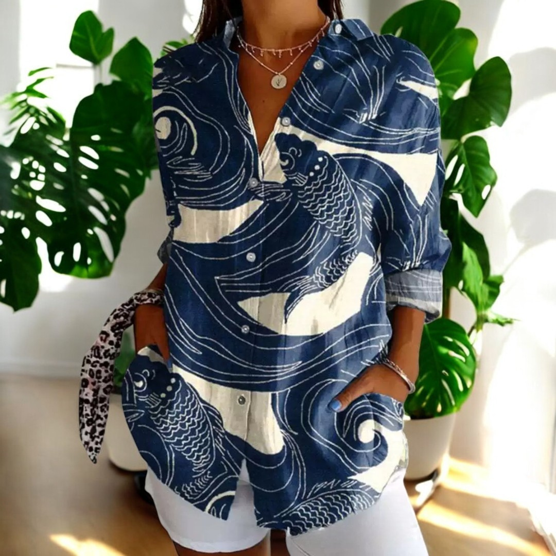 Dames Vintage Blouse Met Tijdloos Design en Ademend Materiaal 1