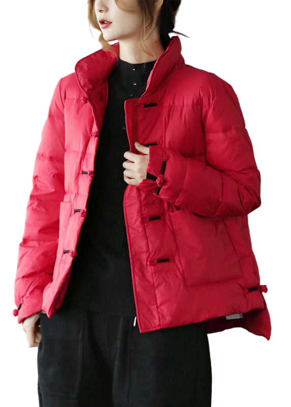 Dames Vintage Winter Donsjas met Opstaande Kraag 0