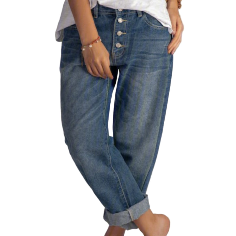 Dames Wijde Jeans Vintage Hoog Taille Denim 0