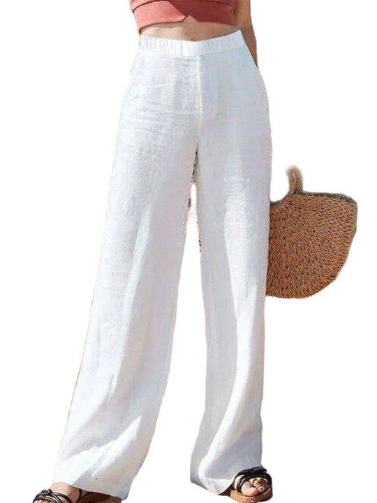 Dames Wijde Pantalon Hoge Taille Luchtig Polyester 0