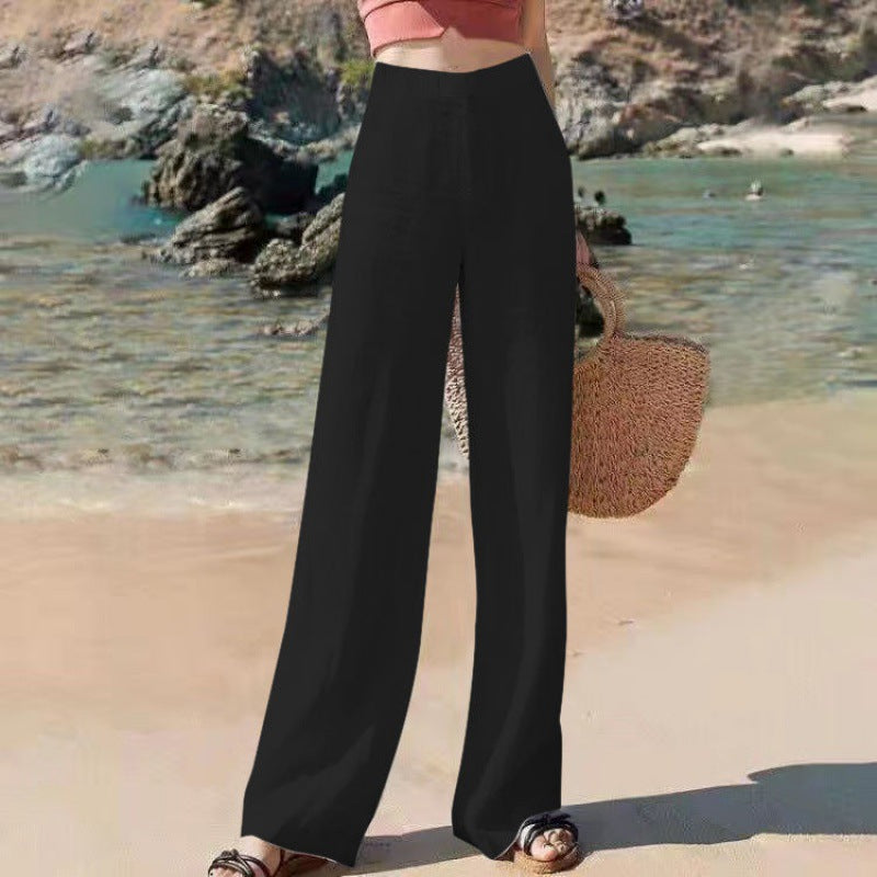 Dames Wijde Pantalon Hoge Taille Luchtig Polyester 4