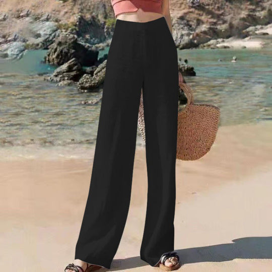 Dames Wijde Pantalon Hoge Taille Luchtig Polyester 4