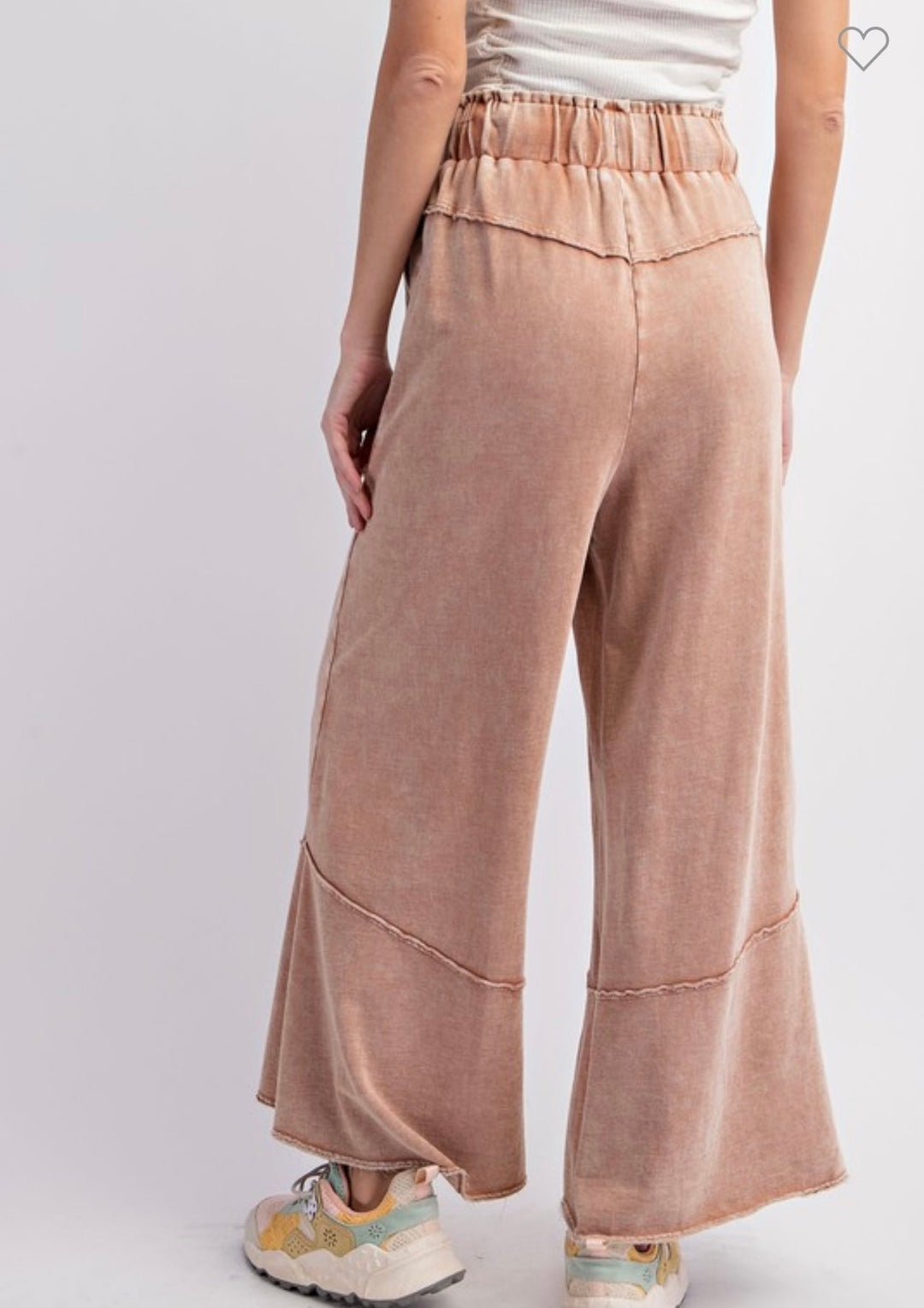 Dames Wijde Pantalon van Terry Knit in Mineral Wash 2