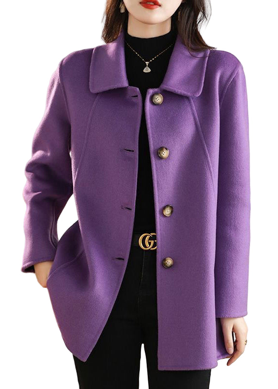 Dames Wollen Jas met Peter Pan Kraag 0
