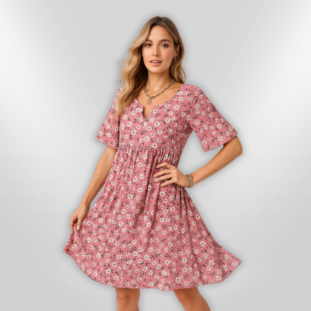 Dames Zomerjurk Bloemenprint Lichtgewicht Ademend Materiaal 1