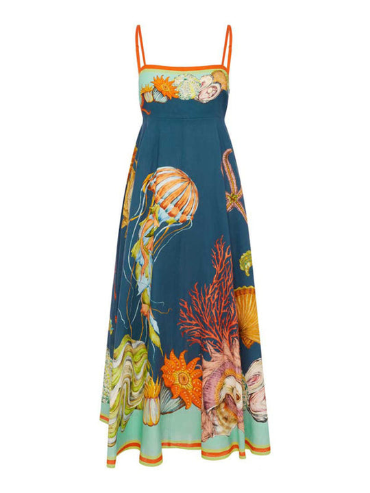 Dames Zomerjurk Graffiti Mouwloos Katoen en Linnen 2