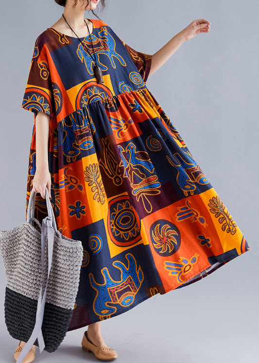 Dames Zomerjurk Met Bloemenprint en O-hals 1