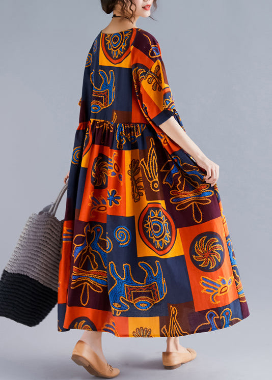 Dames Zomerjurk Met Bloemenprint en O-hals 2